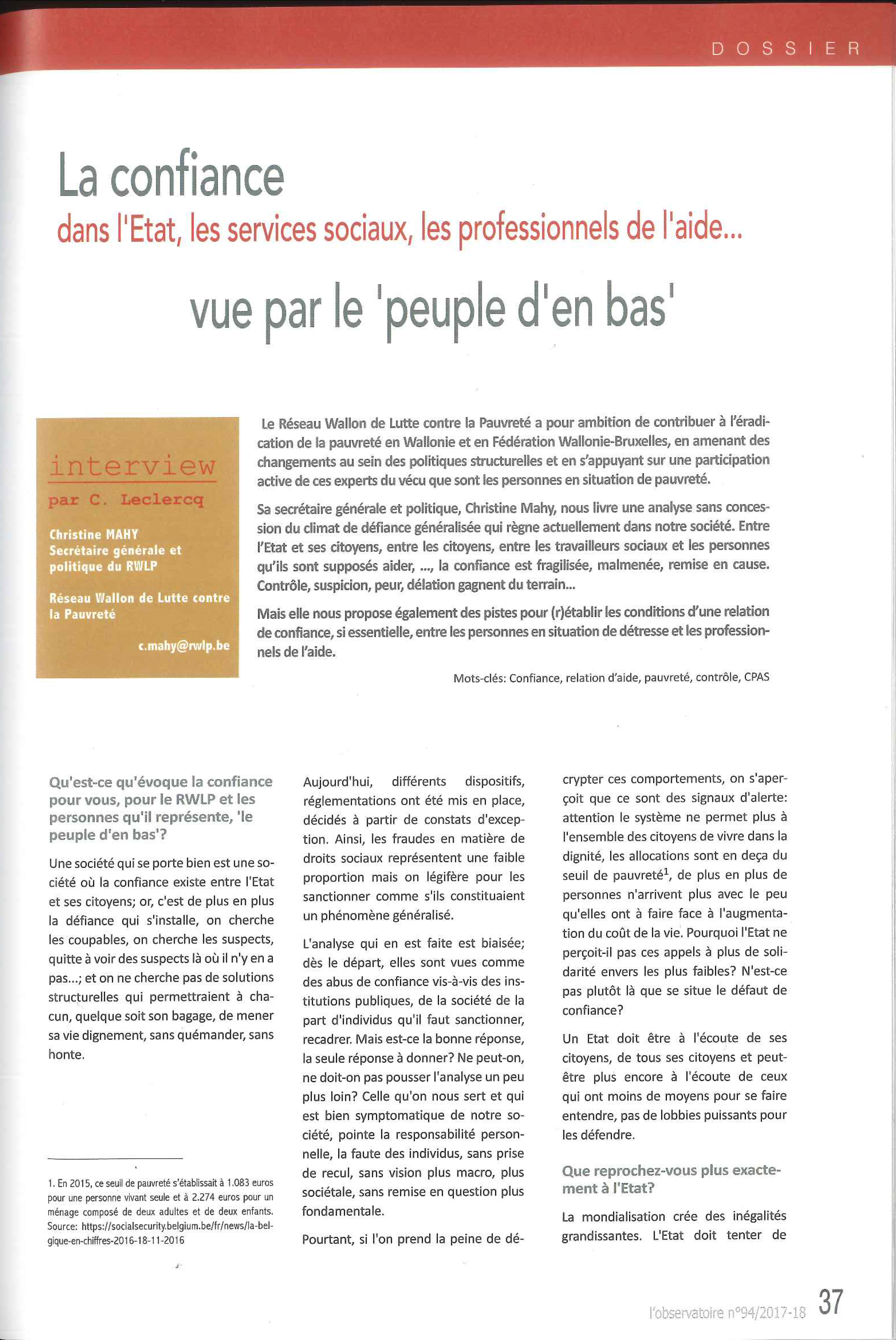 lObservatoire La confiance dans lEtat les services sociaux les professionnels de laide1